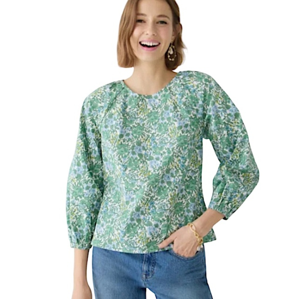 J. Crew Tie-back Stretch Cotton Poplin Blend Top